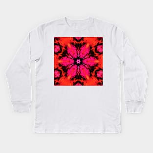Psychedelic Hippie Pink Red and Black Kids Long Sleeve T-Shirt